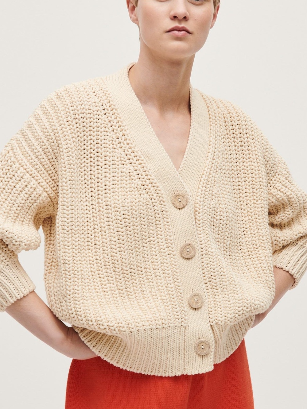 Babaa No 18 cardigan Natural Cream Chunky Knit Women’s Sweater OS